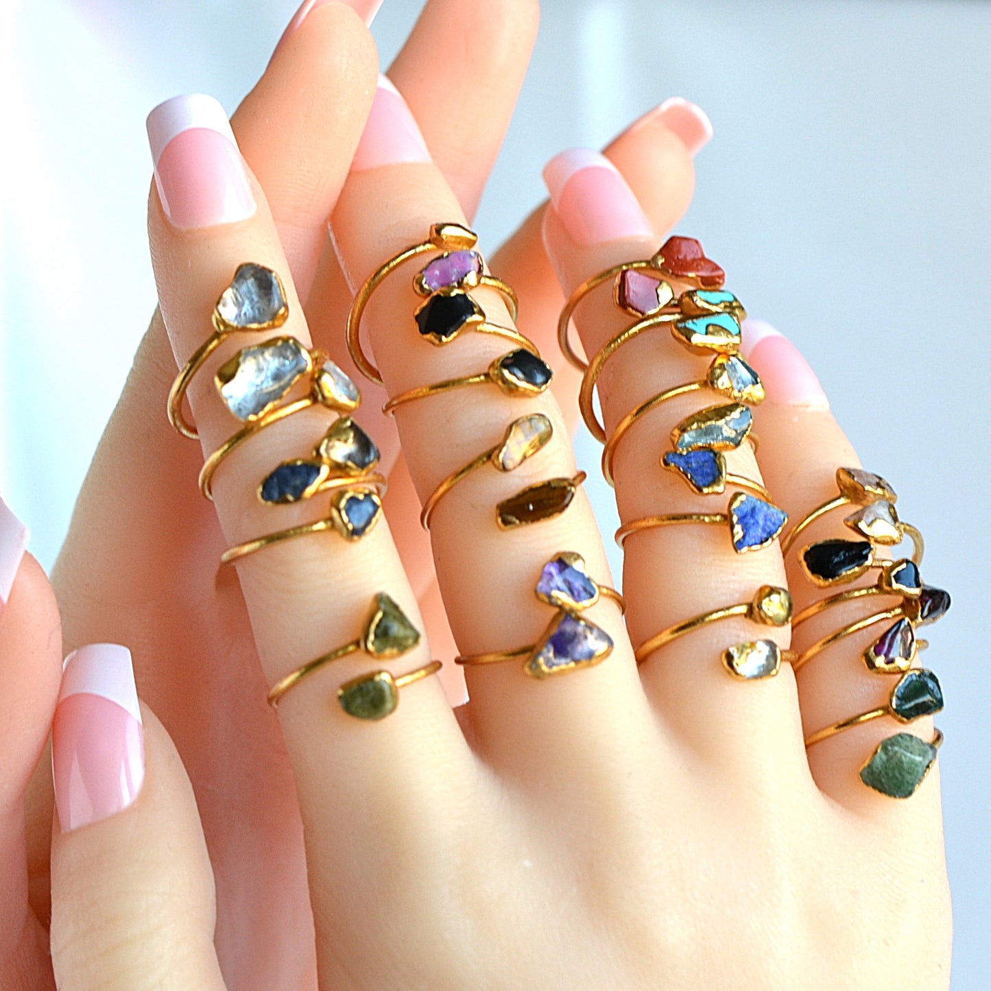 Adjustable Blue Quartz Ring