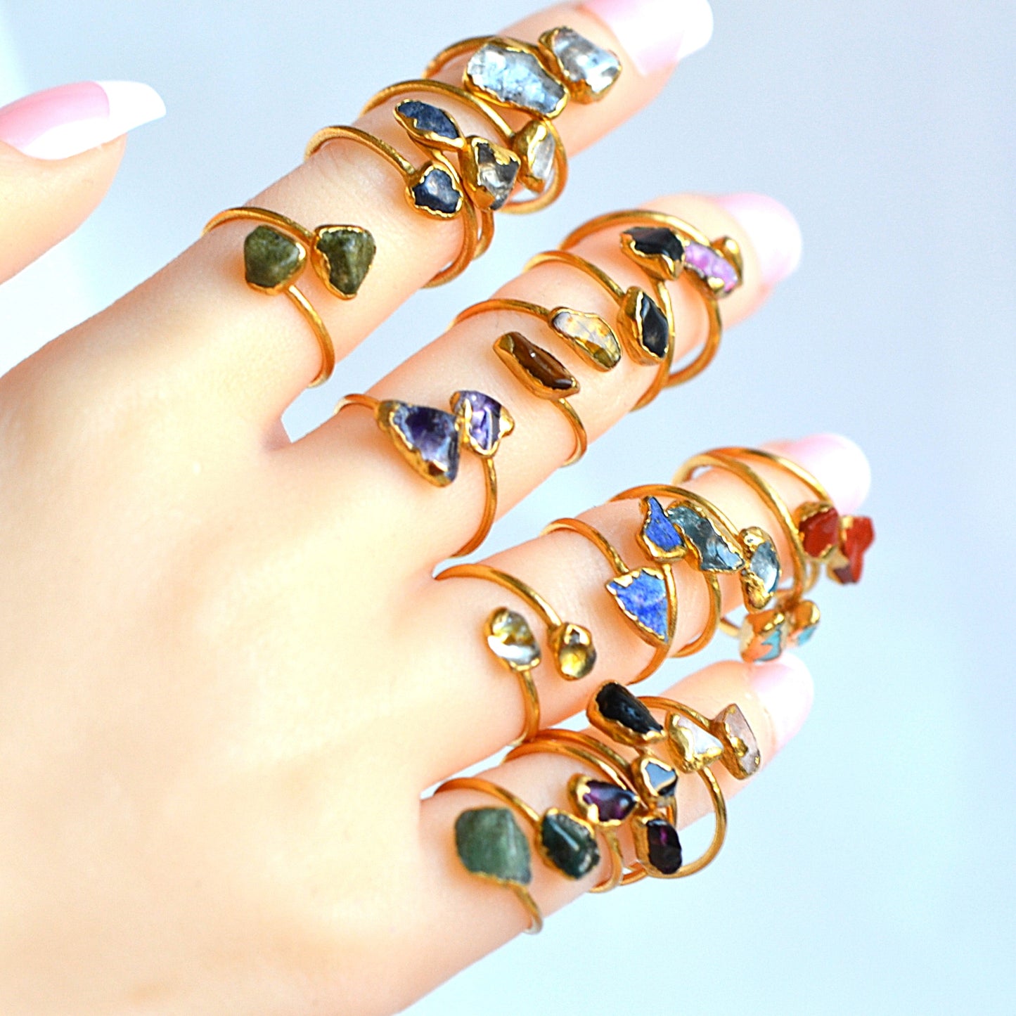 Adjustable Blue Quartz Ring