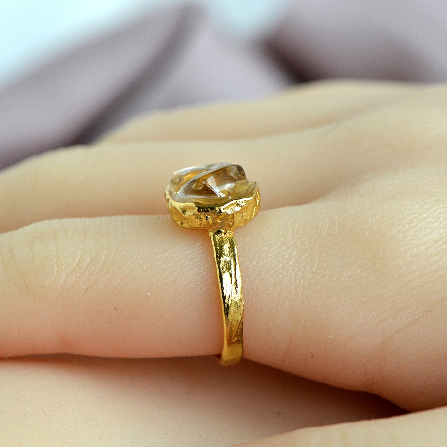 Crystal Ring in Gold Setting
