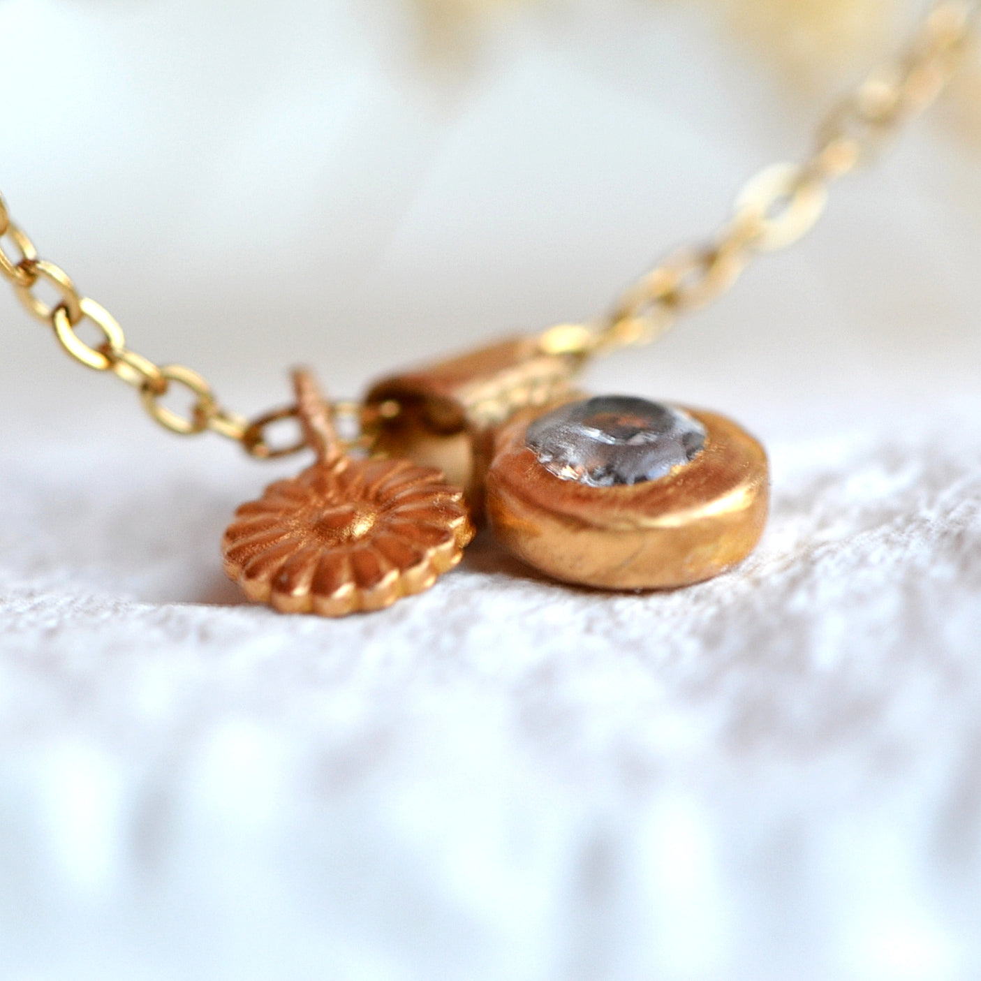 Daisy and Zircon Necklace