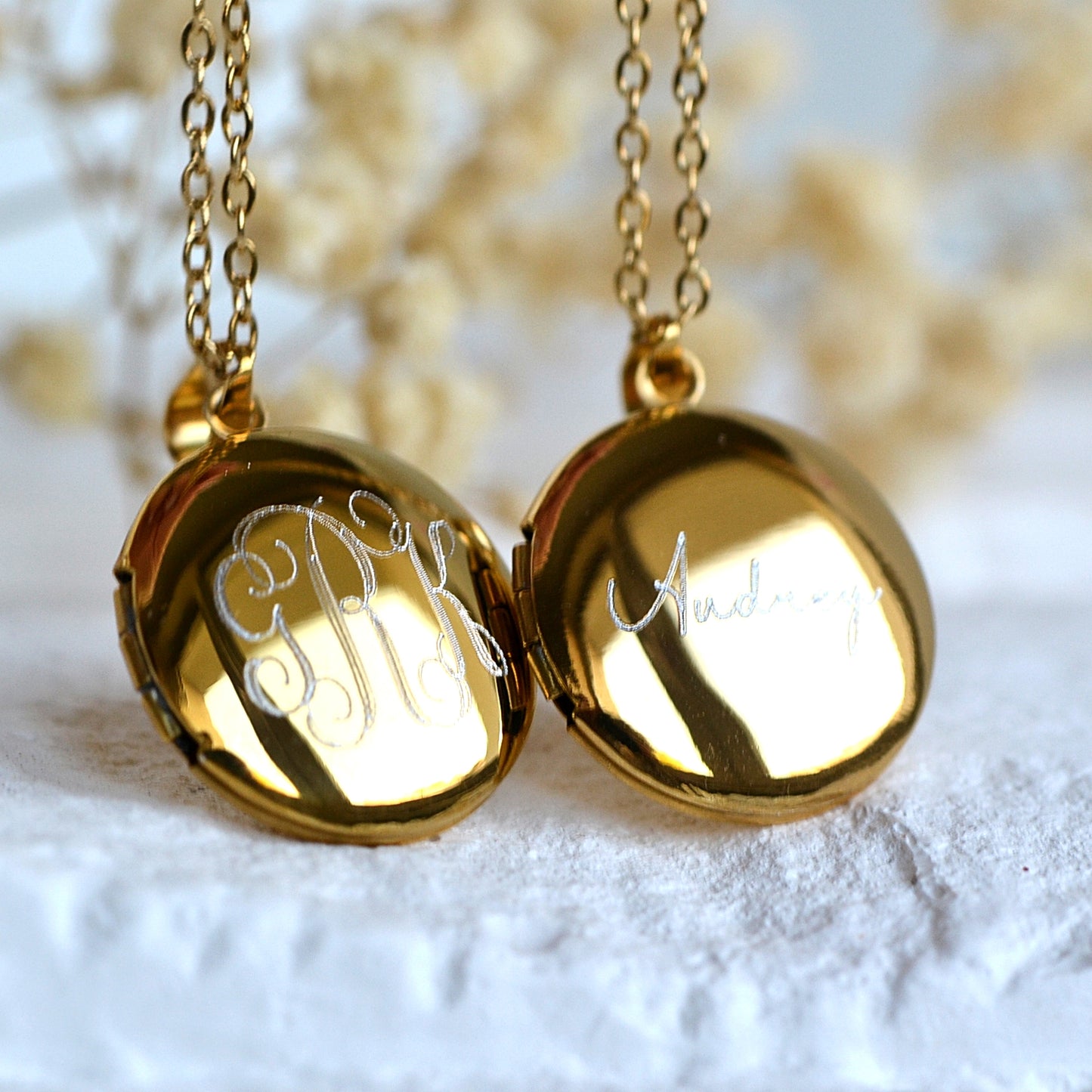 Engraved Medallion Necklace with Stones
