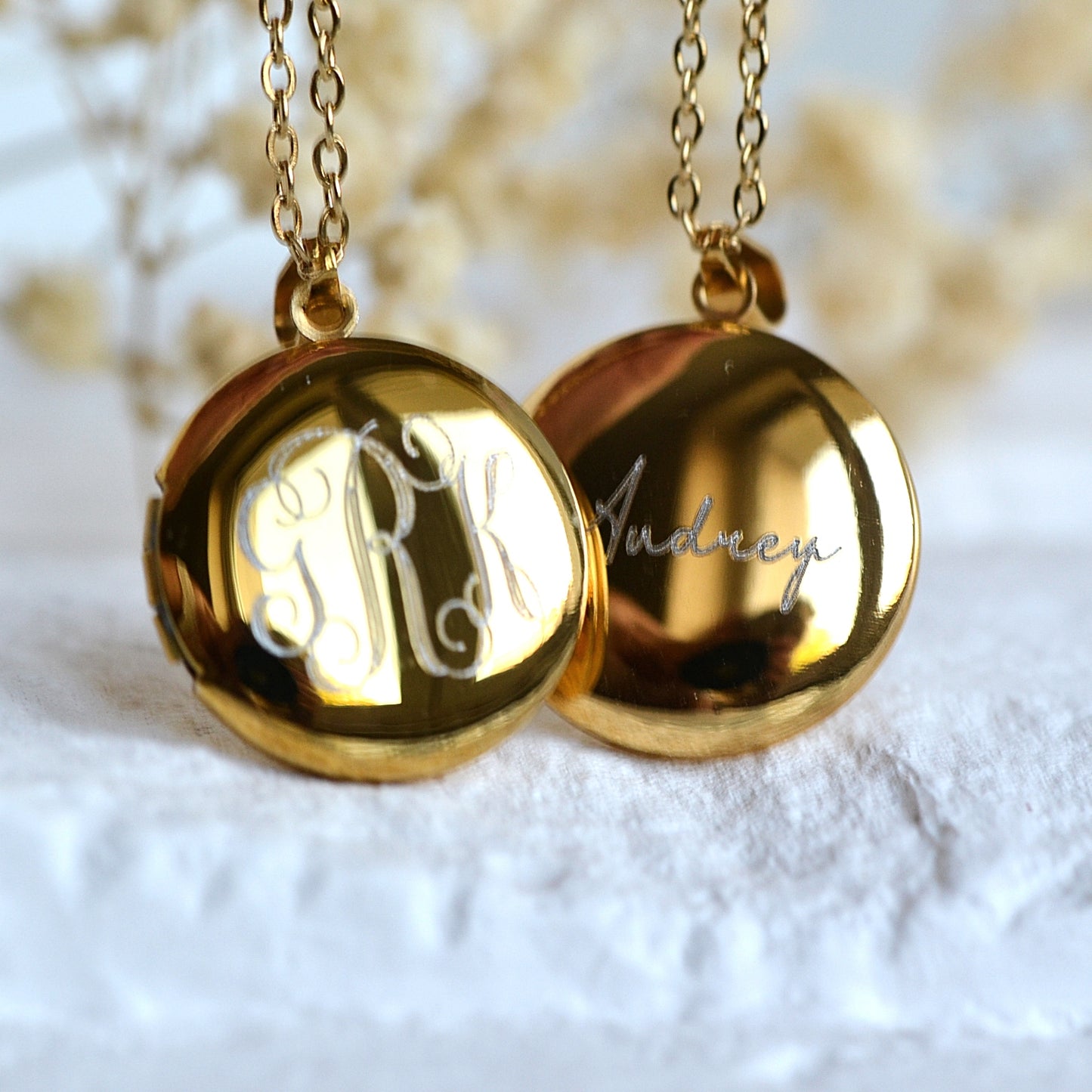 Engraved Medallion Necklace with Stones