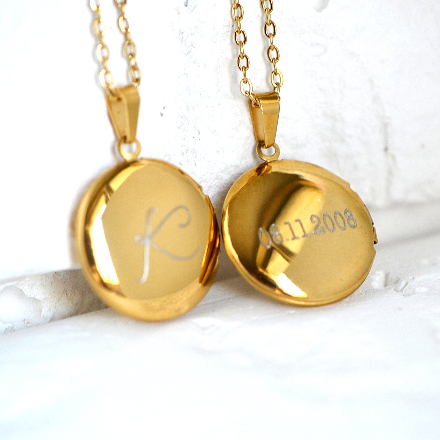 Engraved Medallion Necklace with Stones