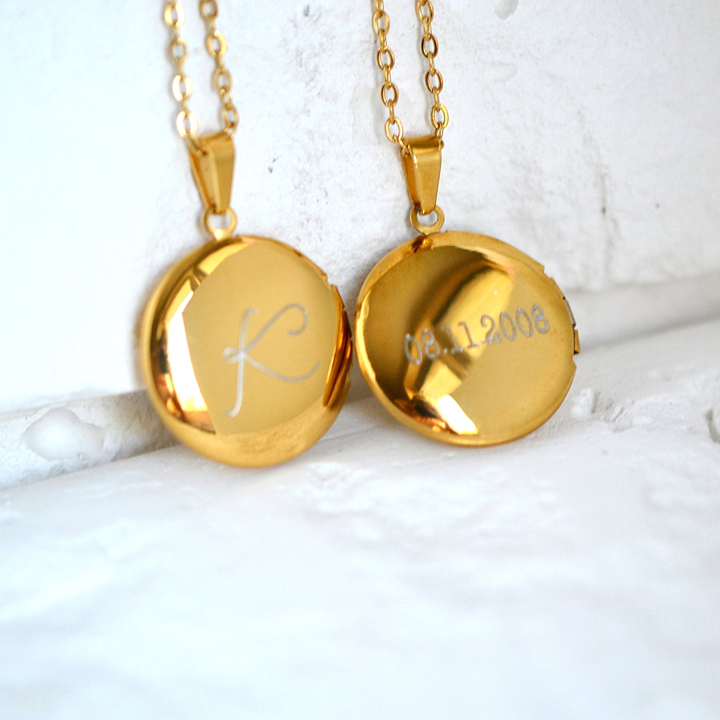 Engraved Medallion Necklace with Stones