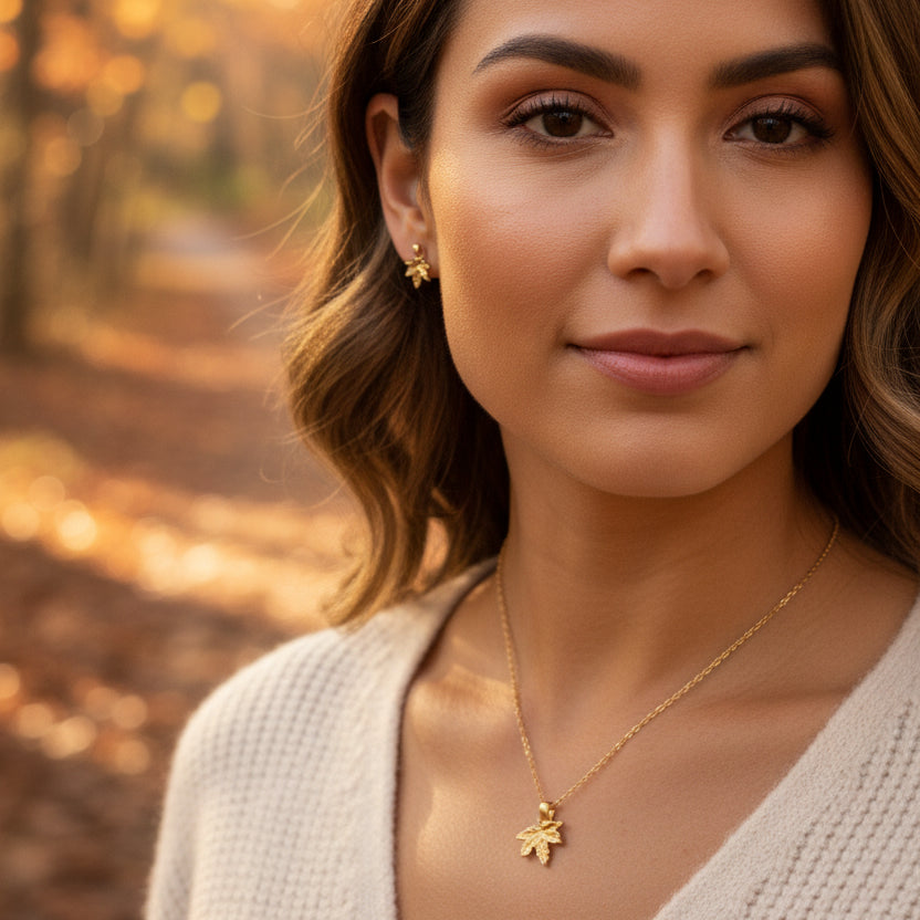 Kolczyki Sztyfty z Listkami Klonowymi