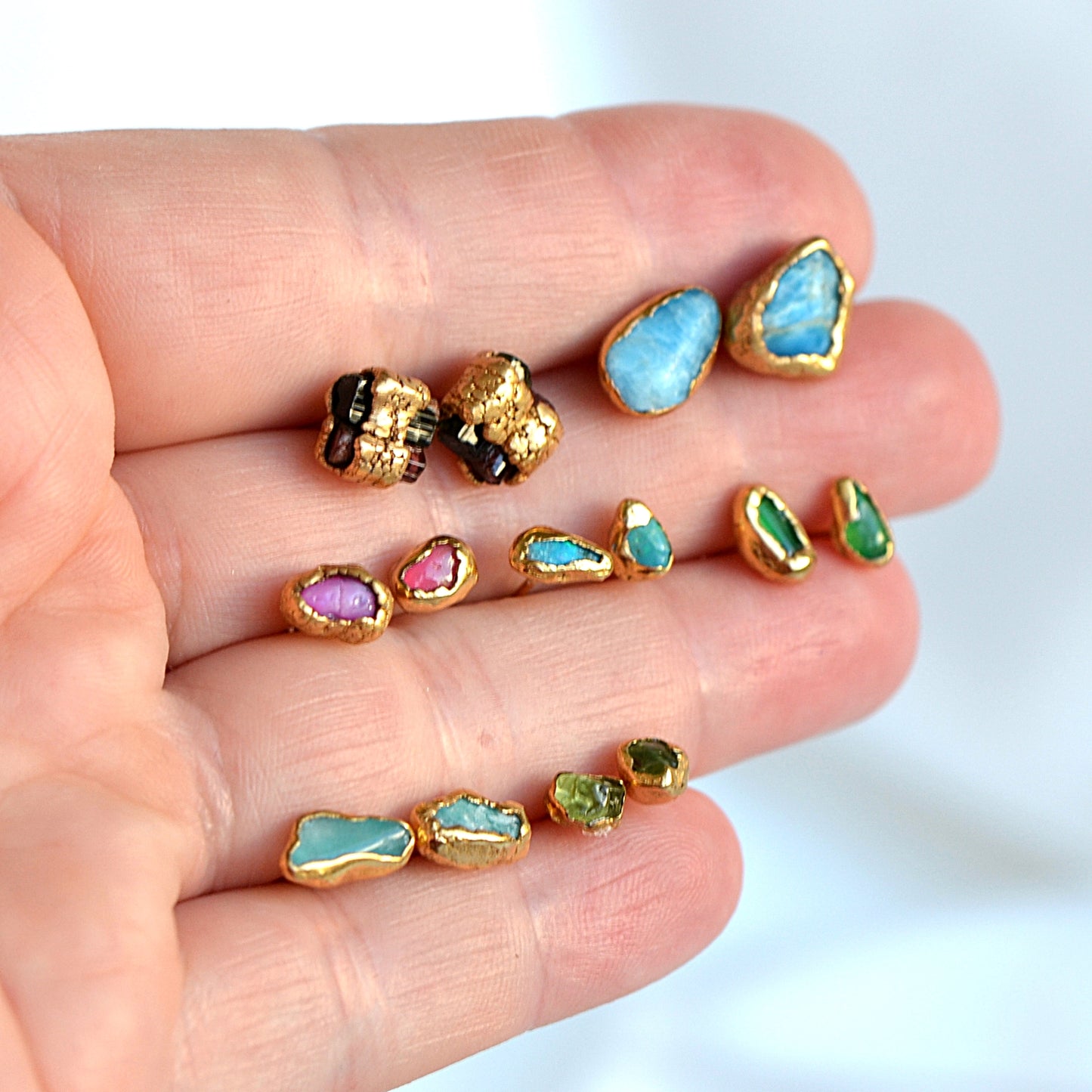 Kolczyki Sztyfty Opal Niebieski