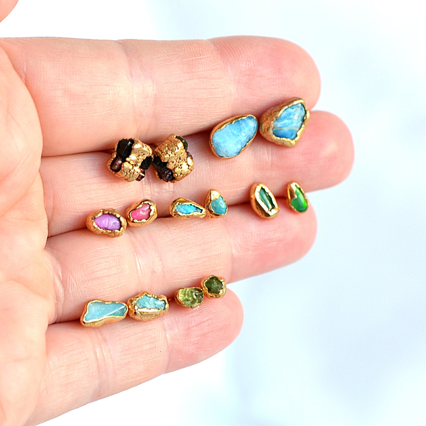 Kolczyki Sztyfty Opal Różowy