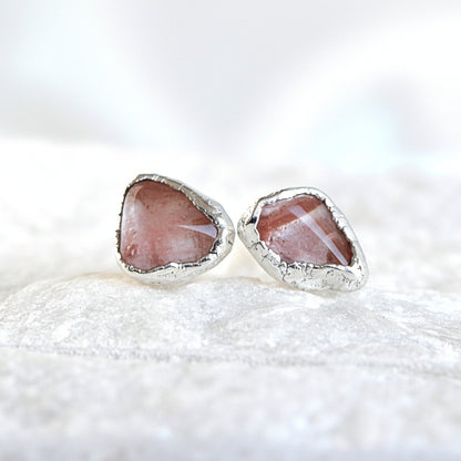 Kolczyki Sztyfty Kwarc Wiśniowy