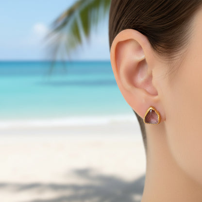 Kolczyki Sztyfty Kwarc Wiśniowy