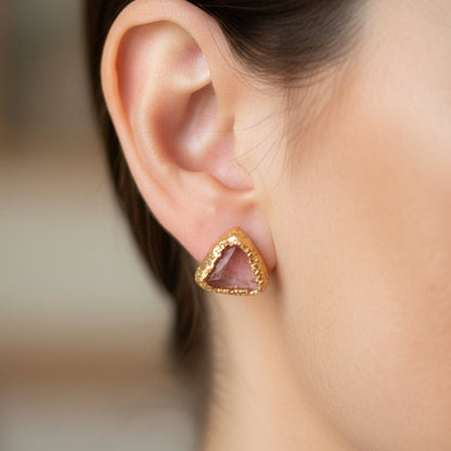 Kolczyki Sztyfty Kwarc Wiśniowy