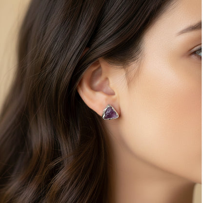 Kolczyki Sztyfty Fluoryt Fioletowy
