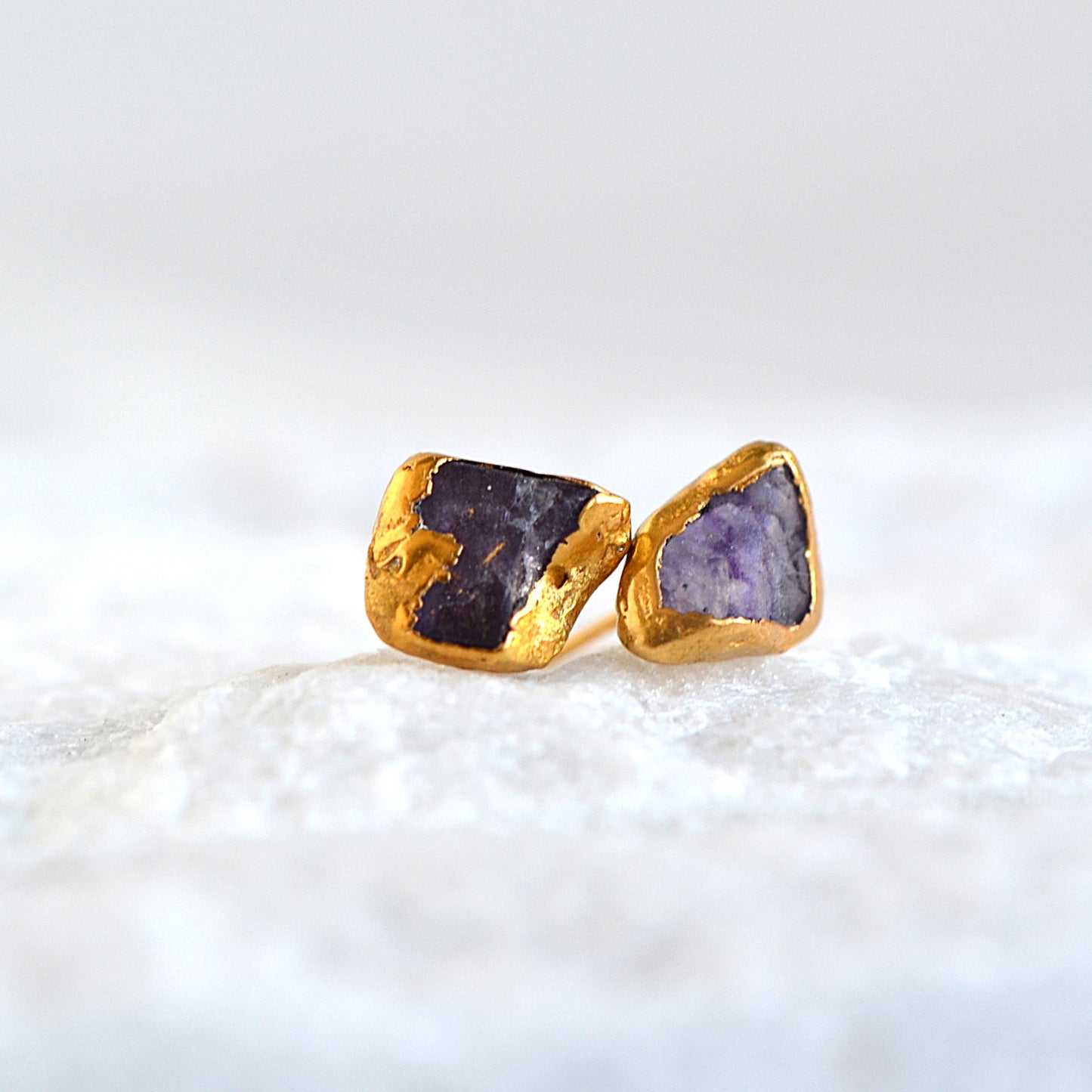 Kolczyki Sztyfty Fluoryt Fioletowy