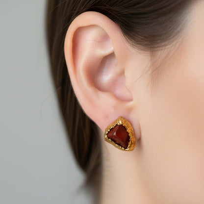 Kolczyki Sztyfty Jaspis Czerwony