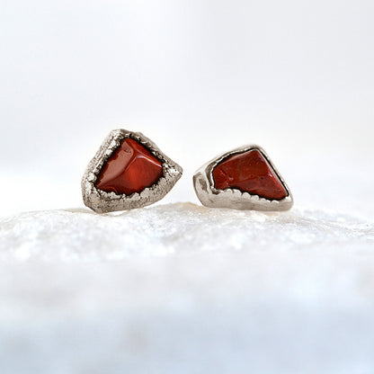 Kolczyki Sztyfty Jaspis Czerwony