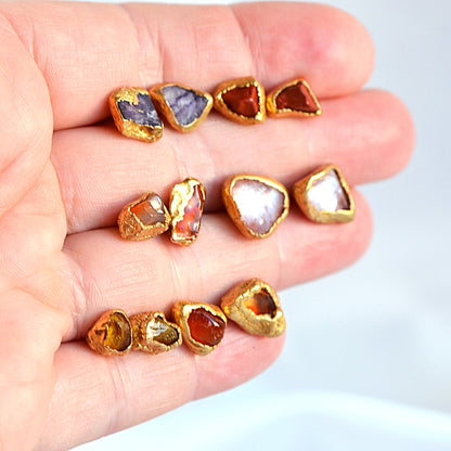 Kolczyki Sztyfty Kwarc Wiśniowy