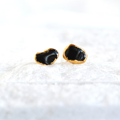 Kolczyki Sztyfty Czarny Turmalin