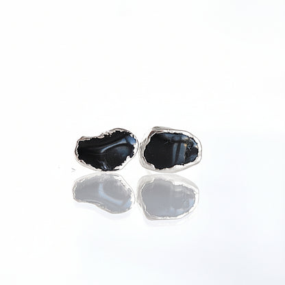 Kolczyki Sztyfty Czarny Turmalin