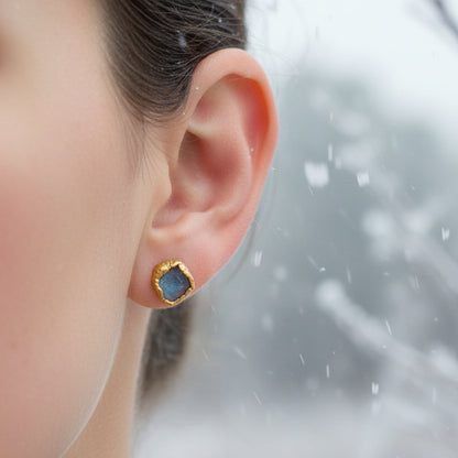 Kolczyki Sztyfty Fluoryt Błękitny