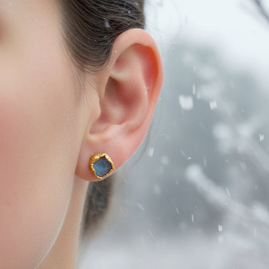 Kolczyki Sztyfty Fluoryt Błękitny