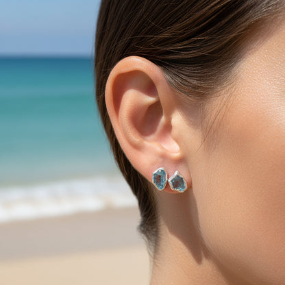 Kolczyki Sztyfty Kwarc Błękitny