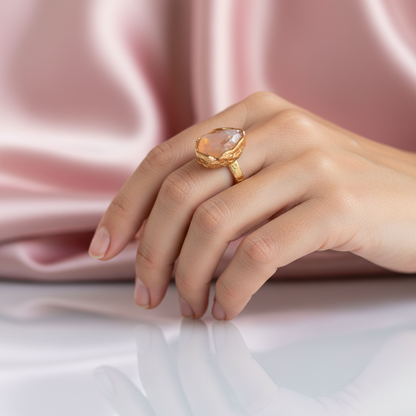 Pierścionek z Różowym Kwarcem