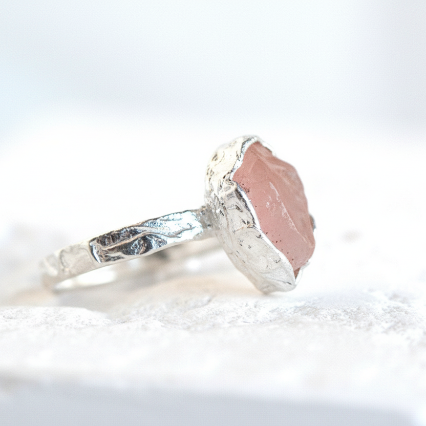 Pierścionek z Różowym Kwarcem