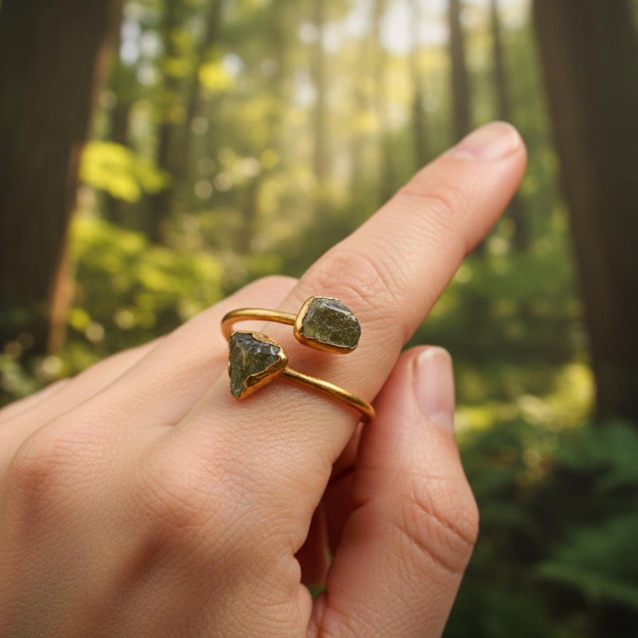 Regulowany Pierścionek z Epidotem