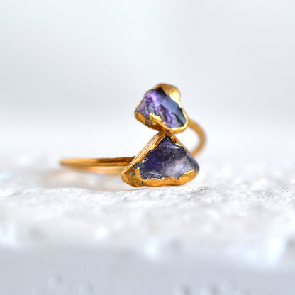 Regulowany Pierścionek z Ametystem