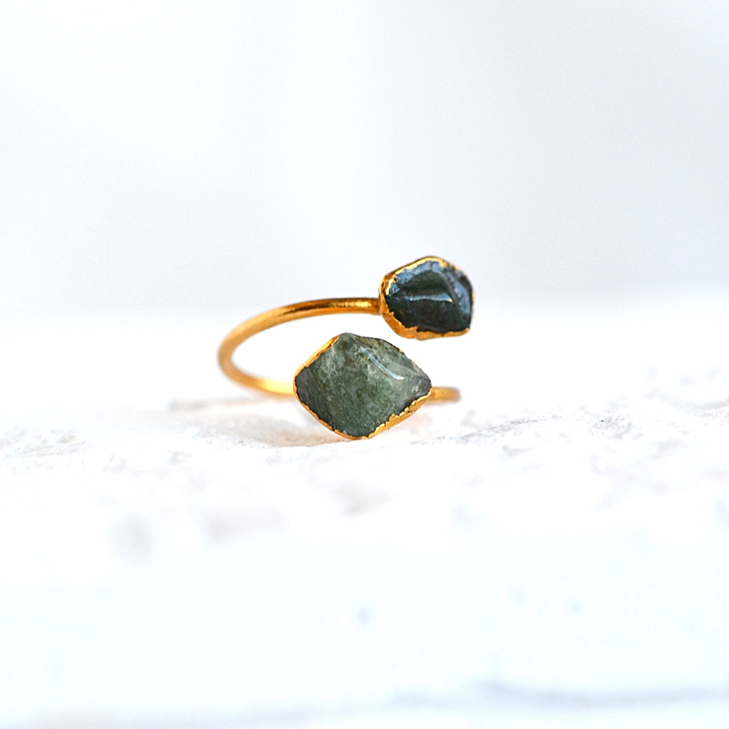 Regulowany Pierścionek z Agatem Mszystym