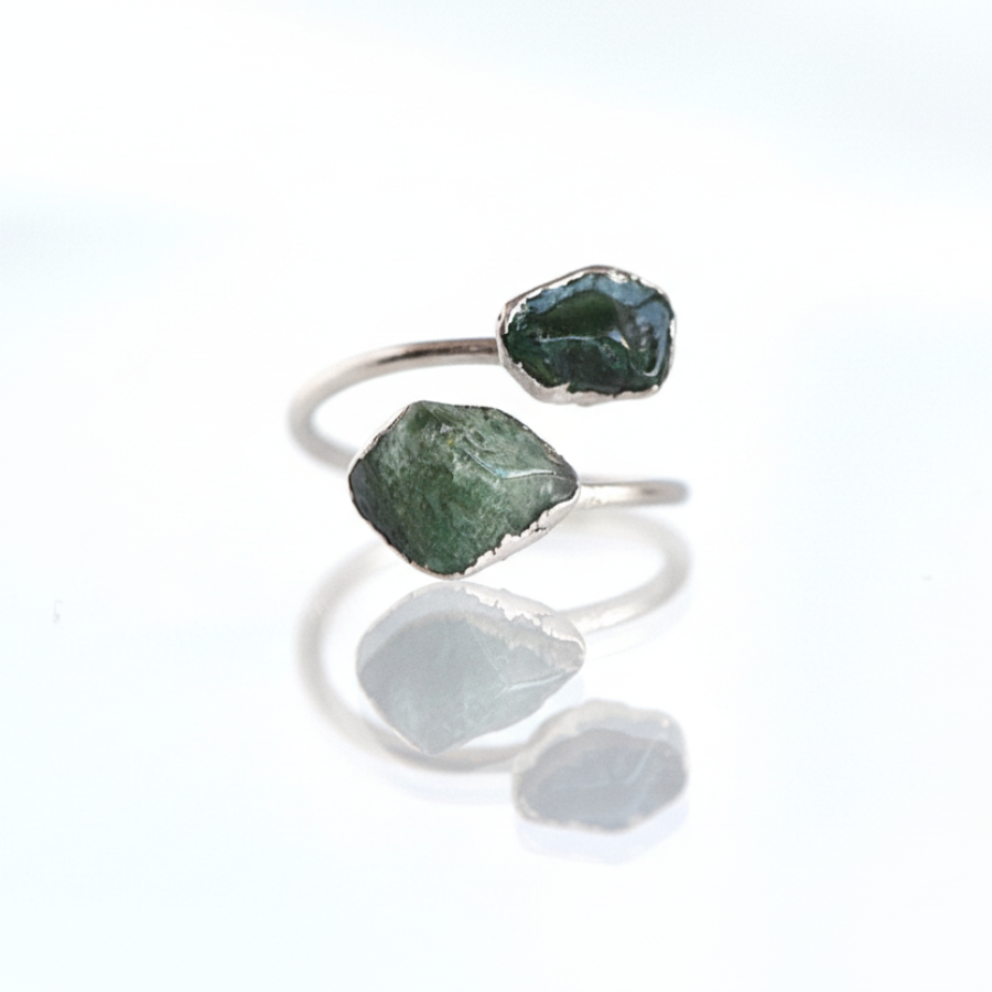 Regulowany Pierścionek z Agatem Mszystym