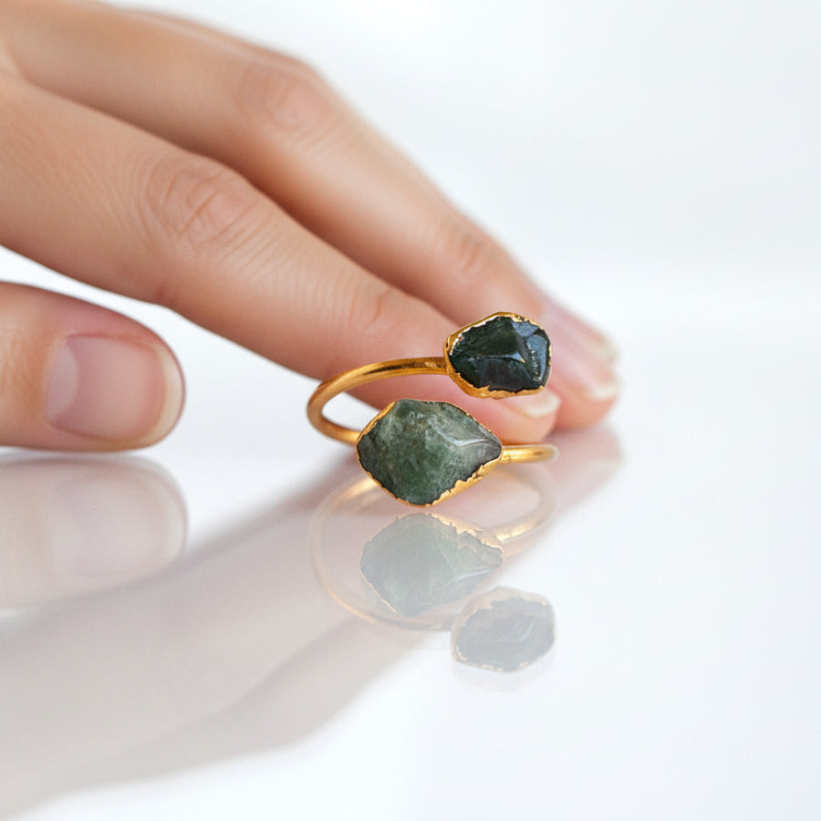 Regulowany Pierścionek z Agatem Mszystym