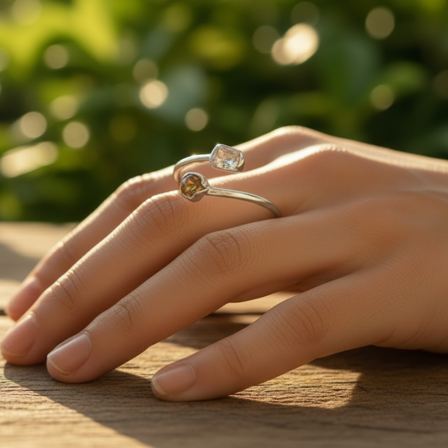 Regulowany Pierścionek z Cytrynem