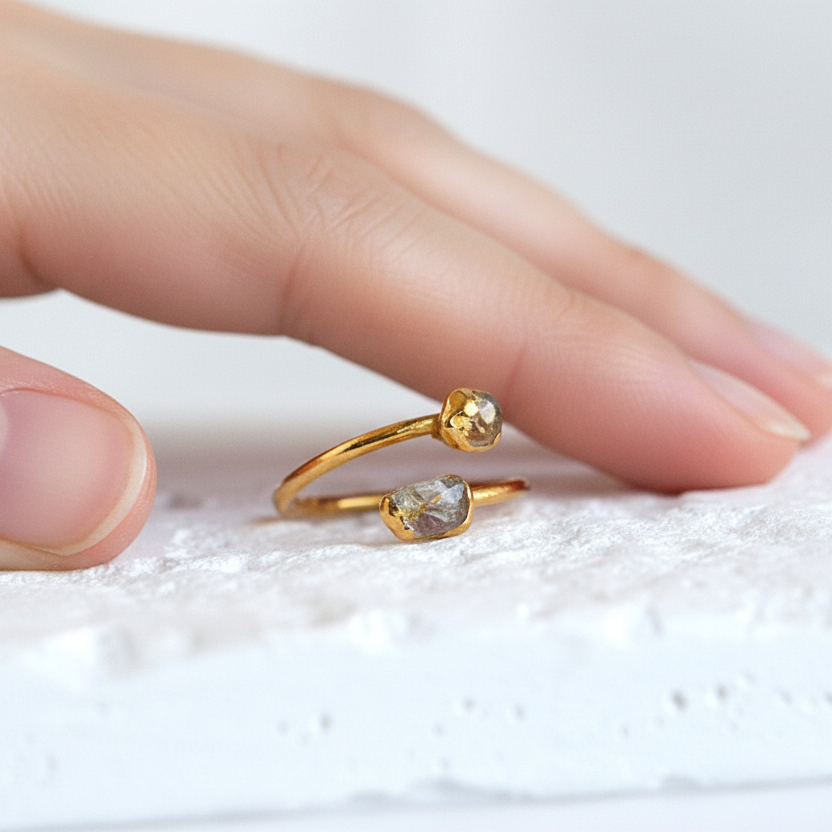 Regulowany Pierścionek z Cytrynem