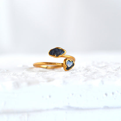 Regulowany Pierścionek z Czarnym Turmalinem