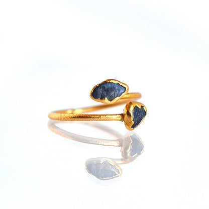 Regulowany Pierścionek z Czarnym Turmalinem