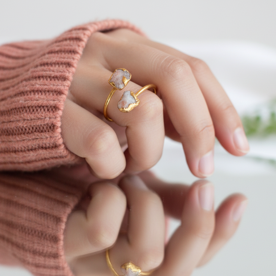 Regulowany Pierścionek z Kamieniem Słonecznym