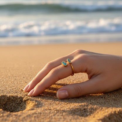 Regulowany Pierścionek z Howlitem Turkusowym