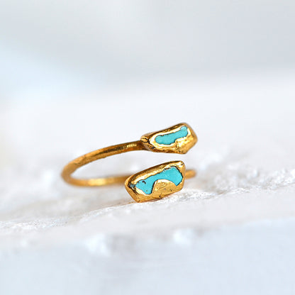 Regulowany Pierścionek z Howlitem Turkusowym