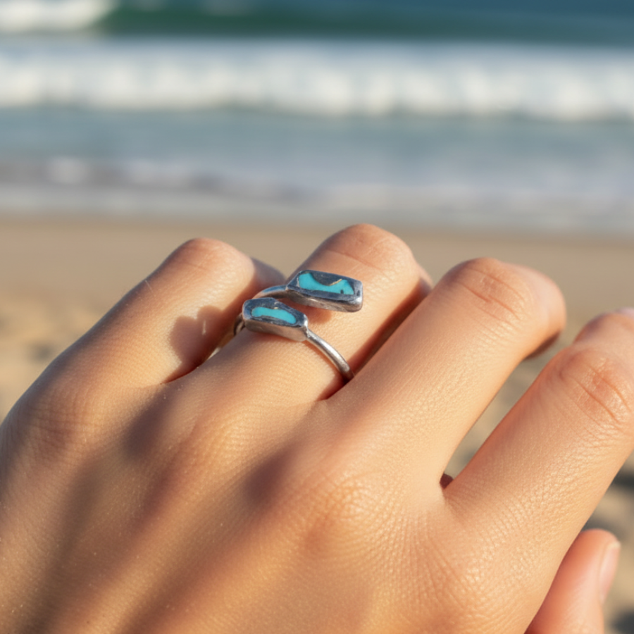Regulowany Pierścionek z Howlitem Turkusowym
