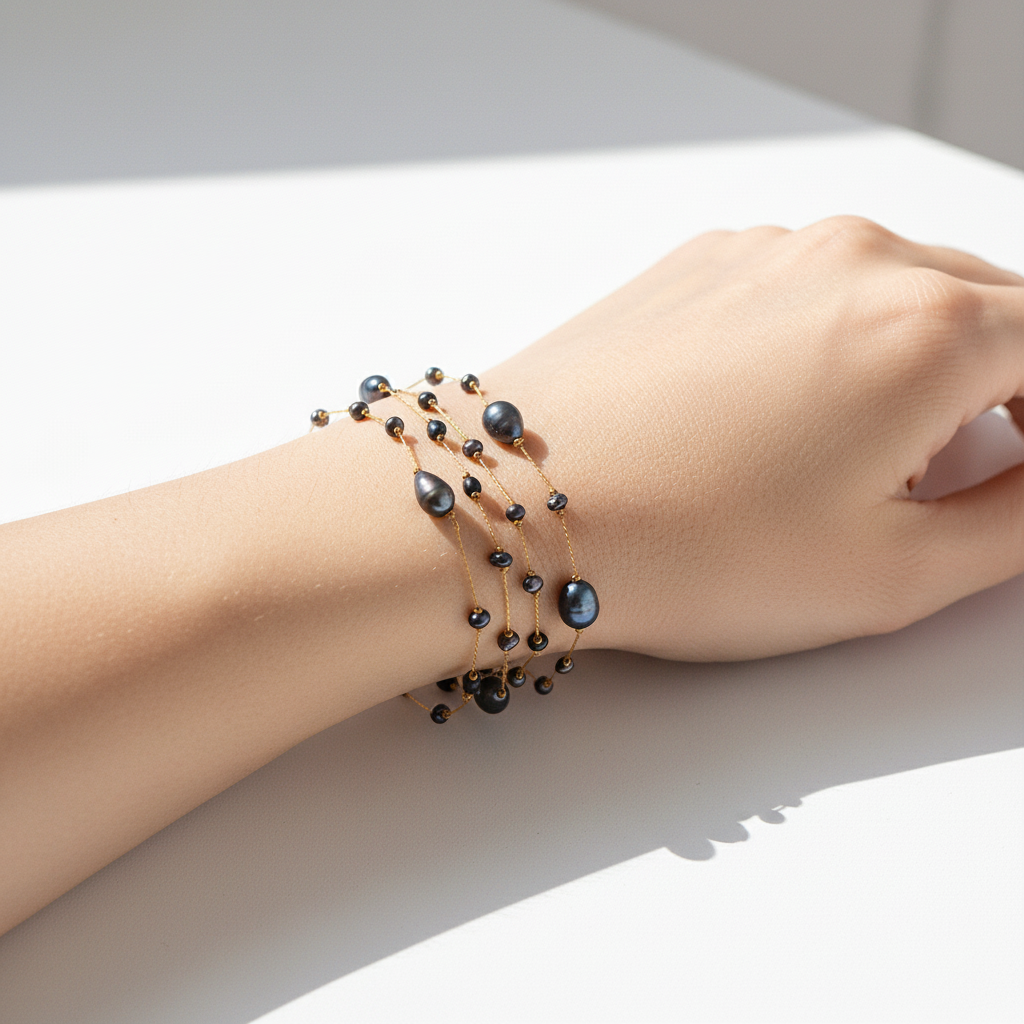 Naszyjnik z Czarnymi Perłami - Wielofunkcyjny