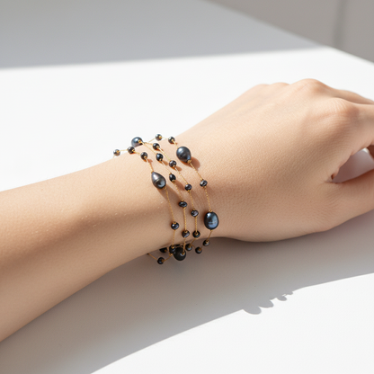 Naszyjnik z Czarnymi Perłami - Wielofunkcyjny