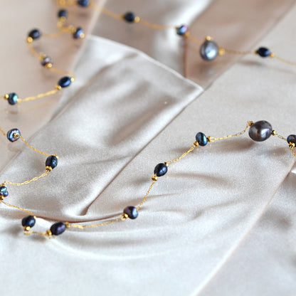 Naszyjnik z Czarnymi Perłami - Wielofunkcyjny