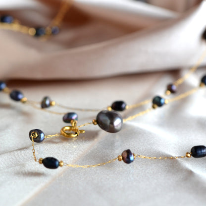 Naszyjnik z Czarnymi Perłami - Wielofunkcyjny