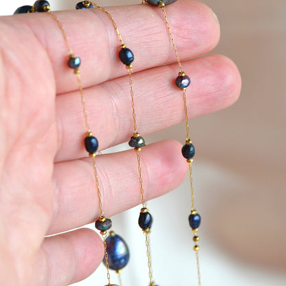 Naszyjnik z Czarnymi Perłami - Wielofunkcyjny