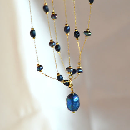 Naszyjnik z Czarnymi Perłami - Wielofunkcyjny