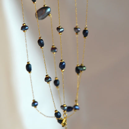 Naszyjnik z Czarnymi Perłami - Wielofunkcyjny