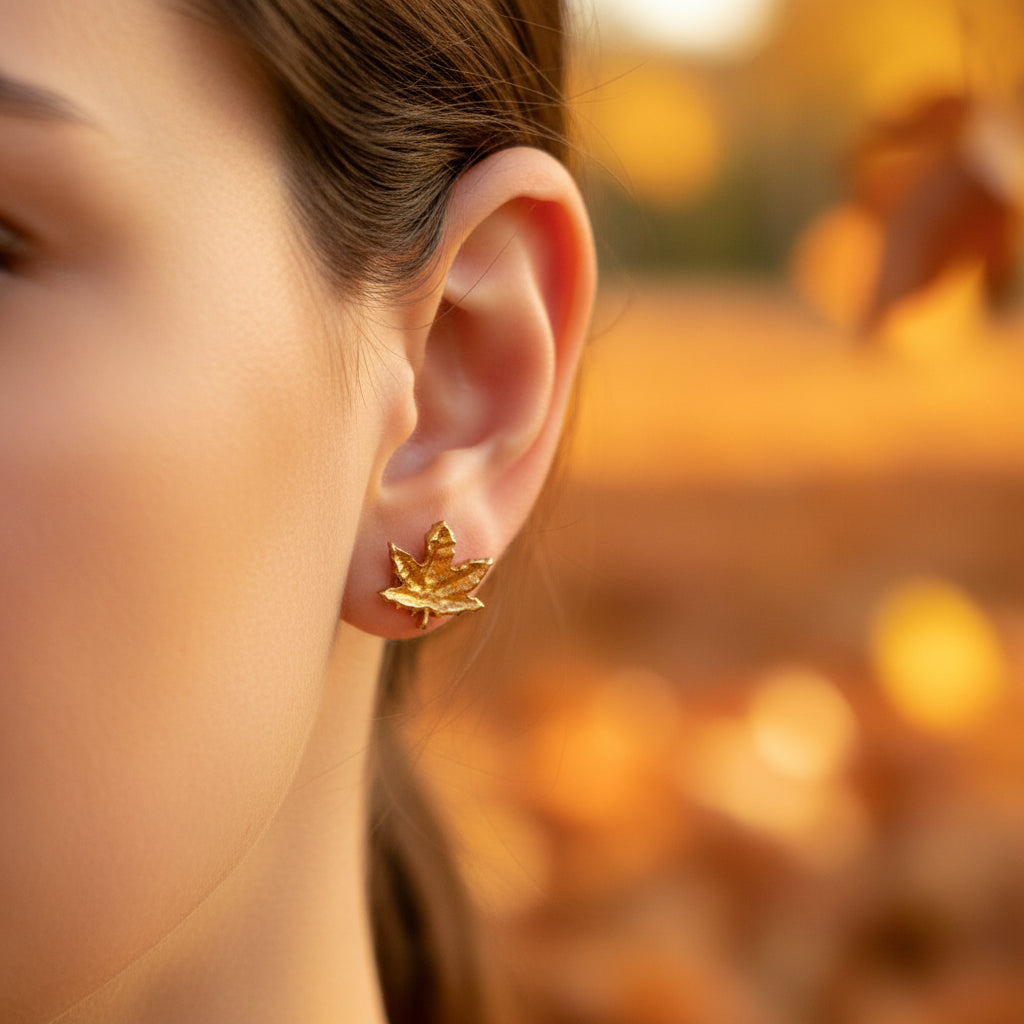 Kolczyki Sztyfty z Listkami Klonowymi