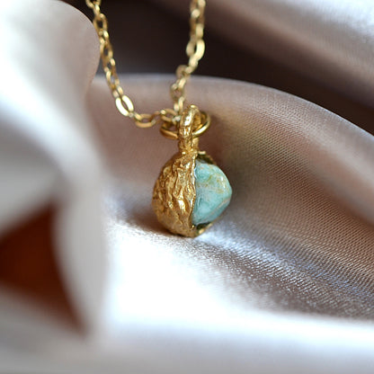 Naszyjnik złoty kulka z amazonitem