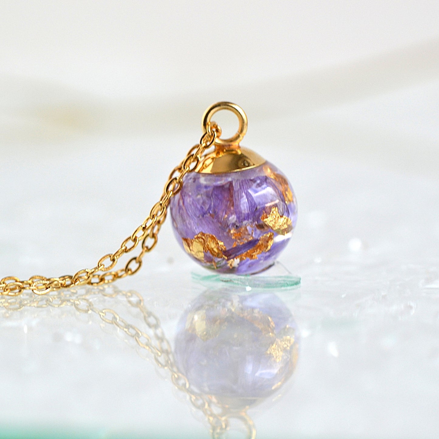 Necklace with Purple Flower and Letter