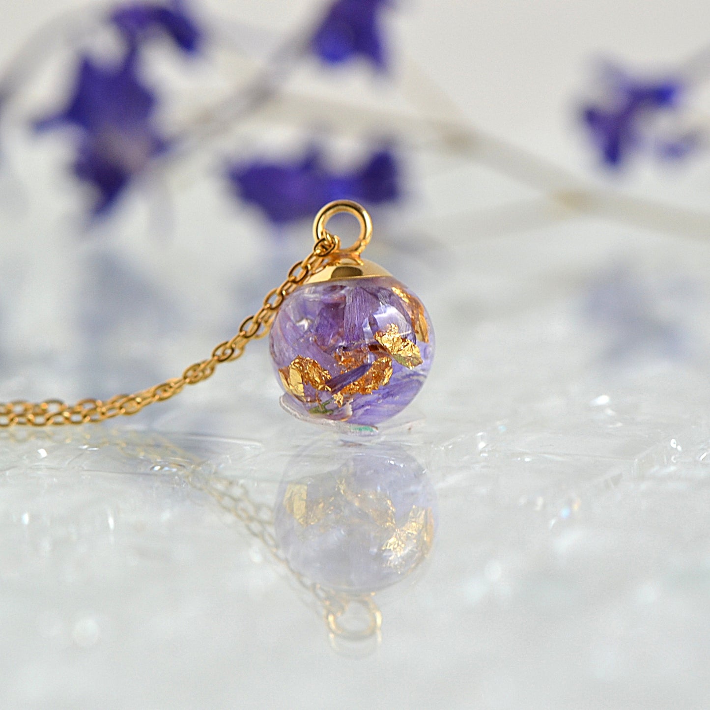 Necklace with Purple Flower and Letter